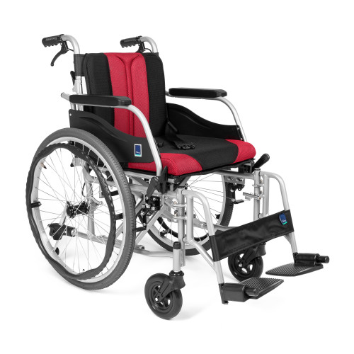 PREMIUM-TIM - Aluminiowy wózek inwalidzki z łamanym oparciem i odpinaną tapicerką.