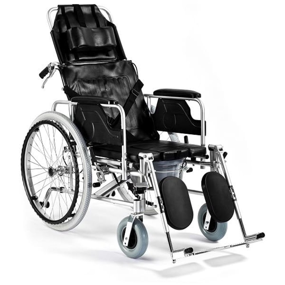 Wózek inwalidzki aluminiowy stabilizujący plecy i głowę z funkcją toaletową FS 654 LGC