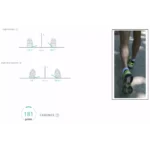 Osoba biegająca na zewnątrz, widoczna od kolan w dół, w sportowych butach na ścieżce, z lewej strony wykresy parametró