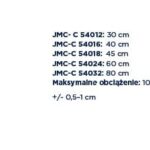 Specyfikacja uchwytu z wymiarami i maksymalnym obciążeniem 100 kg, wymiary od 30 do 80 cm.