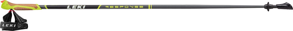 Węglowa kij trekkingowy LEKI Response z czarną rączką i regulacją długości, z nakładką na końcu i paskiem na nadgar