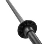 Szczegółowa końcówka narzędzia z czarnym, okrągłym uchwytem i metalowym trzonem, skierowana w dół.