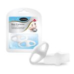 Zestaw dwóch silikonowych korektorów do palców, w opakowaniu z etykietą marki Corbby, przeznaczonych do terapii i relaksa