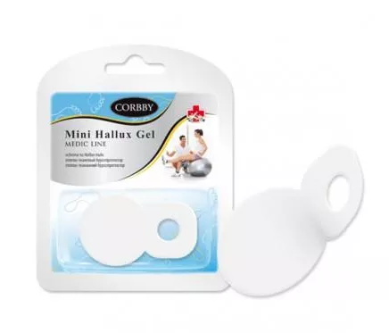 Gel na odciski z metalowym wkładkiem i elastycznym paskiem, w opakowaniu z etykietą marki Corbby.