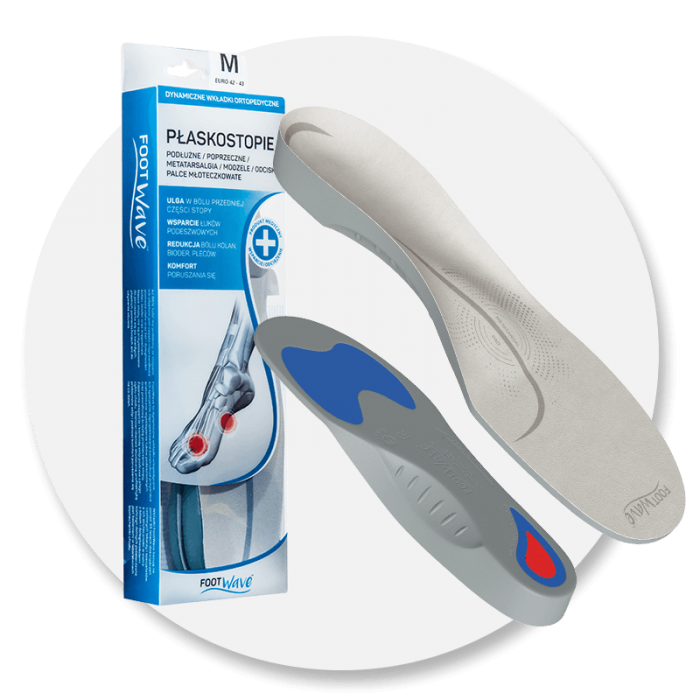 Ortopedyczne wkładki do butów Foot Wave, wspierają łuk stopy i redukują ból, w zestawie z wkładką ortopedyczną.