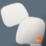 Para białych wkładek ortopedycznych na ciemnoszarym tle, z logo ORTHOSERVICE RO+TEN i napisem Take care feel better.