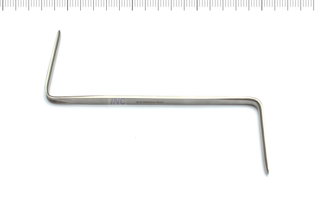 Szczypce do wyciągania drutów, wykonane ze stali nierdzewnej, o kształcie litery L, na białym tle.