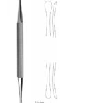 Precyzyjne narzędzie dentystyczne z metalowym uchwytem, końcówkami o szerokości 7,2 mm i 5,0 mm, używane do czyszczenia