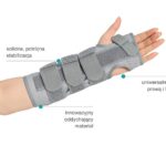 Orteza na rękę z trzema paskami, stabilizacją, oddychającym materiałem i uniwersalnym dopasowaniem na lewą i prawą rę