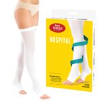 Opaska uciskowa na nogę, w opakowaniu z żółtą etykietą i logo Pani Teresa, służy do poprawy krążenia i stabilizacji