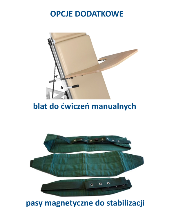 Podkład do ćwiczeń manualnych i pasy magnetyczne do stabilizacji.