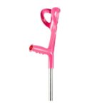 Różowa rączka do odkurzacza z ergonomicznym uchwytem i przyciskiem, zamontowana na metalowym wysięgniku.