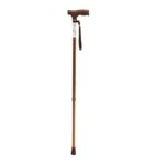 Kule łokciowe z drewnianym trzonem, regulowanym i gumowymi nakładkami na końcach, do wspomagania chodzenia.