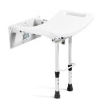 Podpora prysznicowa z regulowanymi nogami i uchwytem, montowana na ścianie, przeznaczona do ułatwienia korzystania z pryszn