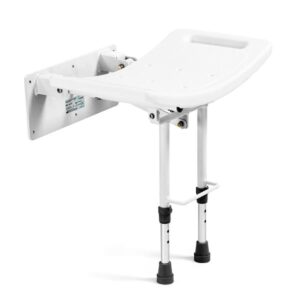 Podpora prysznicowa z regulowanymi nogami i uchwytem, montowana na ścianie, przeznaczona do ułatwienia korzystania z pryszn