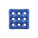 Niebieska poduszka do ćwiczeń z dziewięcioma otworami, używana do rehabilitacji i ćwiczeń równowagi.