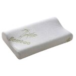 Poduszka ortopedyczna z nadrukiem bambusowego liścia i napisem Bamboo.