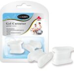 Zestaw żelowych korektorów mięśniowych CORBBY Medic Line, w opakowaniu z ilustracją osoby ćwiczącej na piłce.