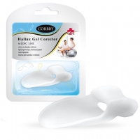 Hialuronowe wkładki żelowe do korekcji haluksów, w opakowaniu z ilustracją psa i logo marki.