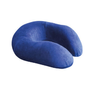 Poduszka do karmienia w kształcie litery U, pokryta miękkim, niebieskim materiałem.
