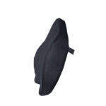 Czarna poduszka ortopedyczna z siateczkowym pokryciem i uchwytem po boku.