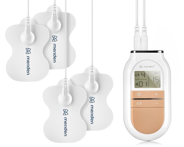 Urządzenie do terapii elektromagnetycznej z czterema nakładkami i ekranem z ustawieniami, marki Meriden.