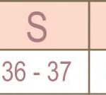 Tabela rozmiarów obuwia, pokazująca zakresy numerów dla rozmiarów S, M i L.