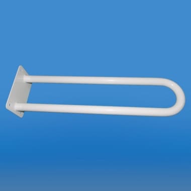 Uchwyt łazienkowy mocowany do ściany, biały, na niebieskim tle.