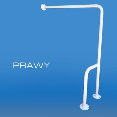 Uchwyt do podpierania z napisem PRAWY na niebieskim tle.