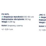 Poręcze o regulowanej wysokości, brązowe i czarne, z maksymalnym obciążeniem 90 kg, różne modele i wymiary.