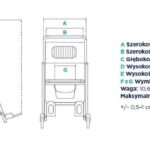 Wózek inwalidzki z regulowanym oparciem, szerokością 55 cm, głębokością 87 cm, z podnóżkiem i kółkami.