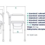 Wymiary krzesła: szerokość 56 cm, głębokość 47 cm, wysokość od podłogi 72-82,6 cm, waga 8 kg, maksymalne obciążen