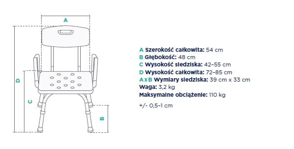 Stół dziecięcy z regulacją wysokości, szerokość 54 cm, głębokość 48 cm, waga 3,2 kg, maksymalne obciążenie 110 k