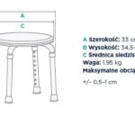 Stolik z okrągłym blatem o średnicy 32 cm, wysokości 34,5-52 cm, z czterema regulowanymi nogami i wagą 1,95 kg.