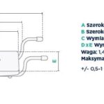 Schemat techniczny z wymiarami i wagą, przedstawiający element o szerokości 67-77 cm, głębokości 18 cm i wadze 1,49 kg.