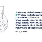 Tabela z wymiarami i wagami nasadek do klucza, zawierająca dane o wymiarach, wadze i maksymalnym obciążeniu.