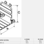 Siedzisko z oparciem z czterech desek, z wymiarami A=510 mm, B=415 mm, C=490 mm, przeznaczone do montażu na ścianie.