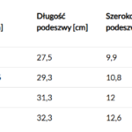 Tabela rozmiarów butów AR-607 i AR-608 z wymiarami, długościami, szerokościami i wysokościami w centymetrach.