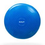 Niebieska piłka do ćwiczeń z wypukłymi wypustkami i logo DrFit na środku.