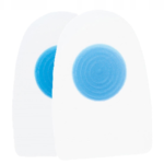 Dwa białe urządzenia z niebieskimi okrągłymi przyciskami, przypominające czujniki lub piloty.