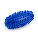 Niebieska masażerka z wypustkami na białej podstawie, przeznaczona do masażu ciała.