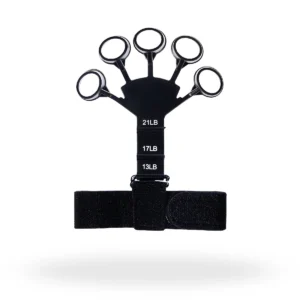 Urządzenie do ćwiczeń siłowych z pięcioma uchwytami, oznaczone wagami 13, 17 i 21 funtów, na czarnym pasku.
