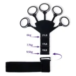 Urządzenie do pomiaru siły z pięcioma uchwytami, oznaczone wartościami 21LB, 17LB i 13LB, z pasem do mocowania.