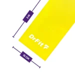 Żółta taśma z napisem OFFfit o wymiarach 2 m na 15 cm, używana do oznaczania dystansu społecznego.