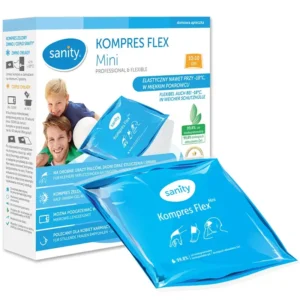 Zestaw opatrunkowy Sanity Kompres Flex Mini, elastyczny, do drobnych urazów, w miękkim pokrowcu, 10x10 cm, 99,8% żel.
